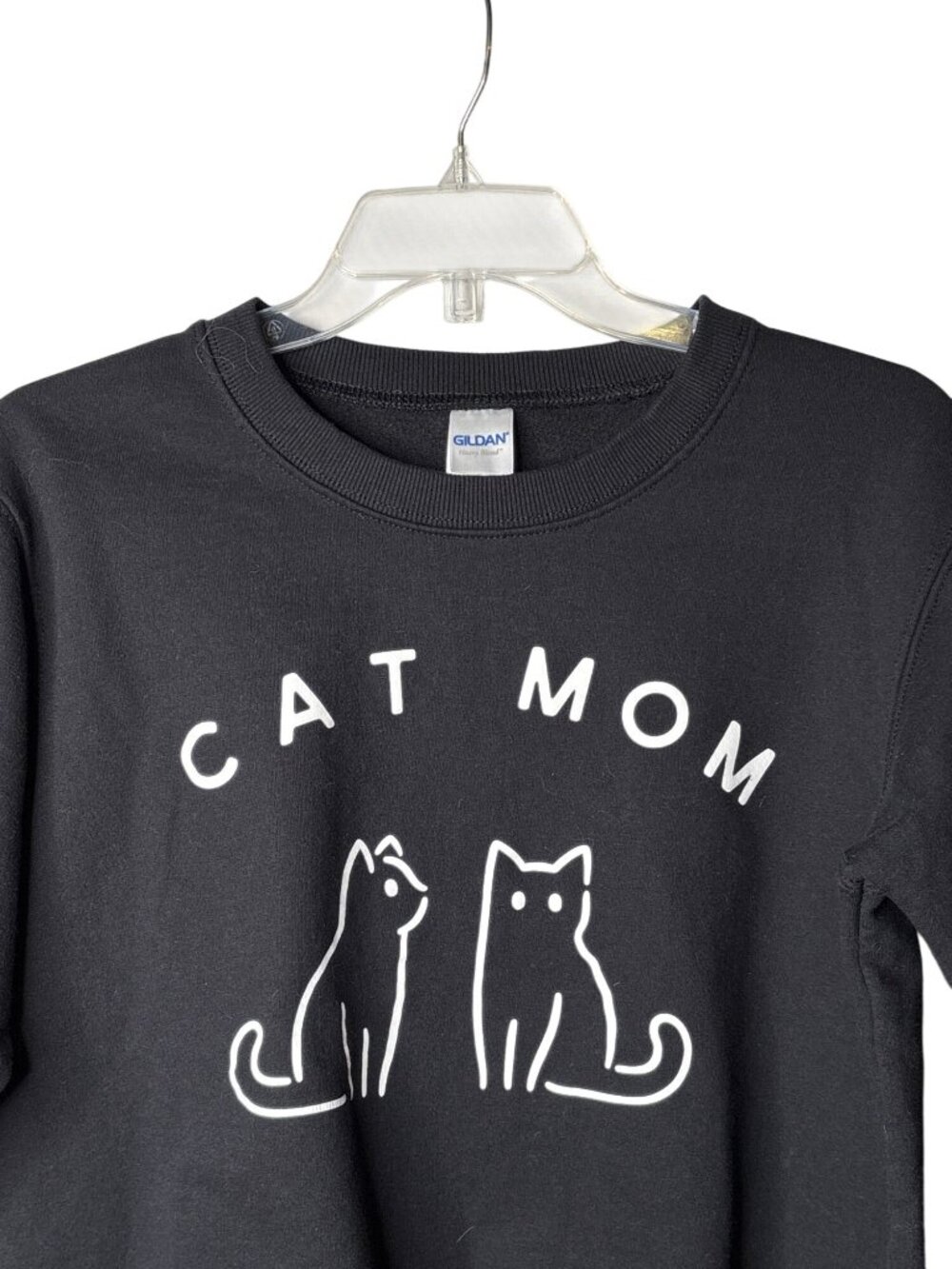 Cat Mom Sweatshirt Size M Gildan Heavy Blend Black White